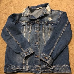 Distressed denim jacket